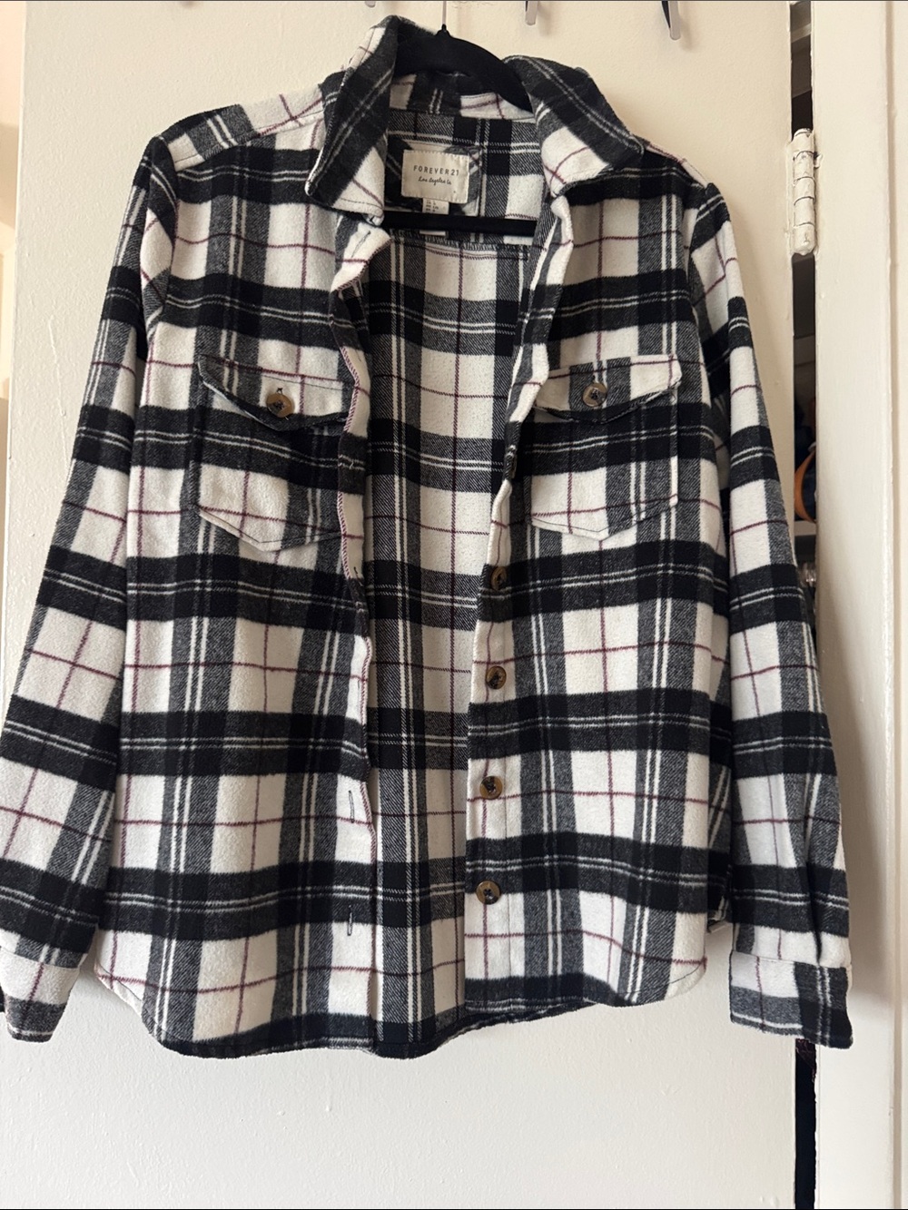 Forever 21 Black & White Plaid Utility Shacket